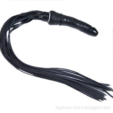 BDSM Erotic Leather Whip black Lash Black Handle Fetish Bondage Sex Toys For Couple Night game